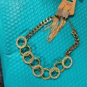 Gold Chain Necklace and Earrings Set